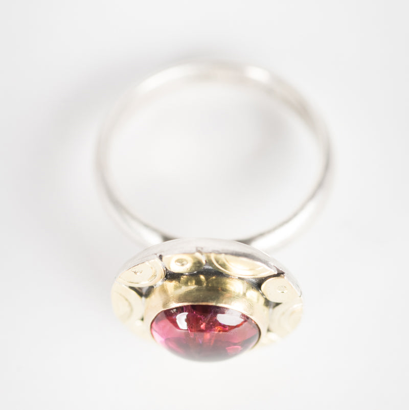 Naxos Pink Tourmaline Ring in 18k Gold & Silver - US Size 7 1/2,