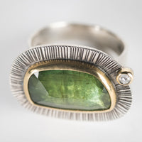 Milan Mossy Green Tourmaline & Diamond Ring - US 7