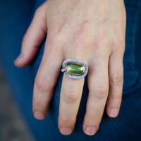 Milan Mossy Green Tourmaline & Diamond Ring - US 7