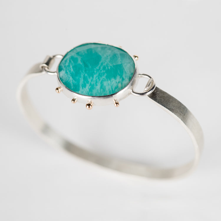 Chiron Amazonite Tension Cuff in Silver & 14k Gold