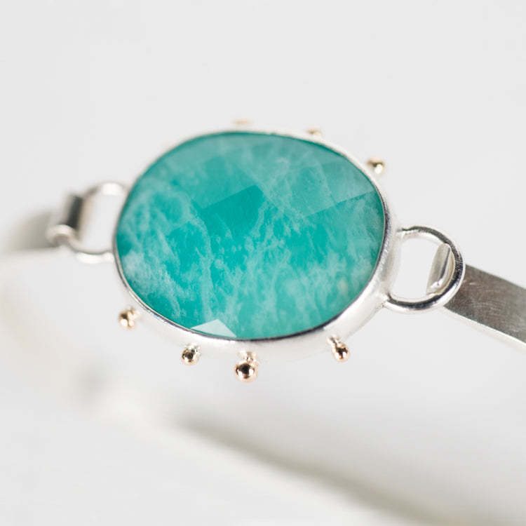 Chiron Amazonite Tension Cuff in Silver & 14k Gold