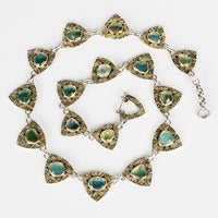 Sicily Blue & Green Tourmaline Collar Necklace in Gold  Silver