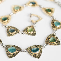 Sicily Blue & Green Tourmaline Collar Necklace in Gold  Silver