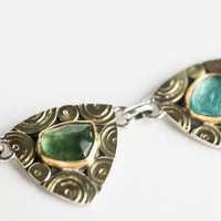 Sicily Blue & Green Tourmaline Collar Necklace in Gold  Silver