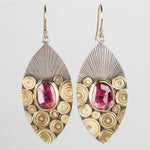 Antigua Pink Tourmaline Earrings in Gold & Silver