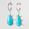 Chiron Turquoise Earrings in Silver w/ Gold Granule Halo on Hoops