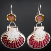 Luna Watermelon Tourmaline & Shell Earrings