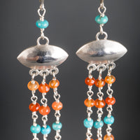 Calliope Turquoise & Carnelian Shoulder Duster Earrings