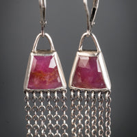 Dana Pink Sapphire and Chain Earrings