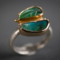 Aurora Emerald & Boulder Opal Ring - Size 6 1/2