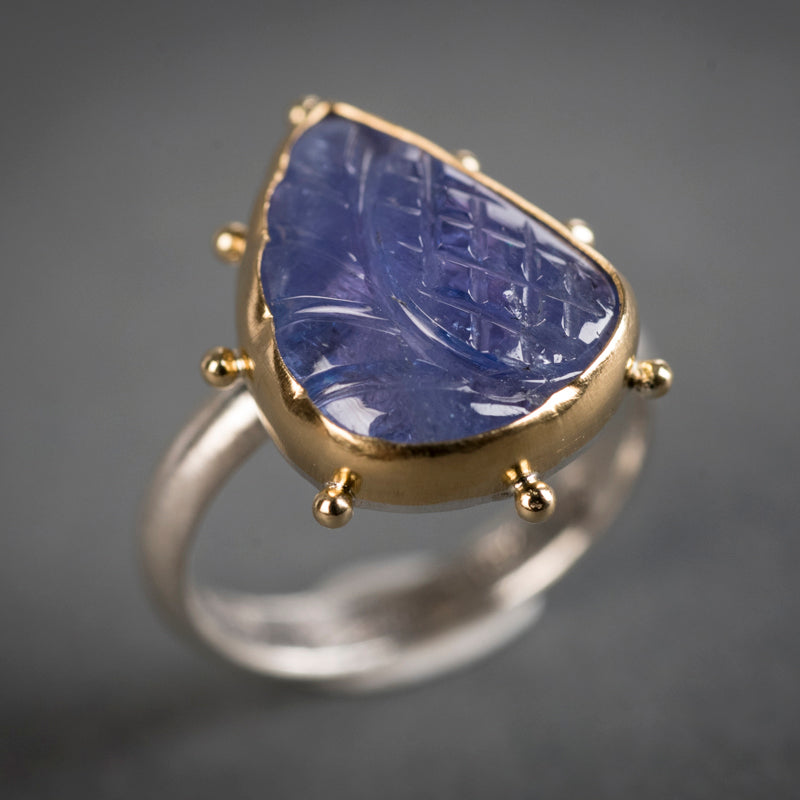 Hailey Carved Tanzanite Ring - Size 7 1/2