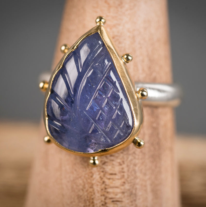 Hailey Carved Tanzanite Ring - Size 7 1/2