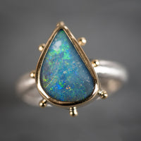 Hailey Aqua Blue Boulder Opal Ring - size 7