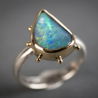 Hailey Aqua Blue Boulder Opal Ring - size 7