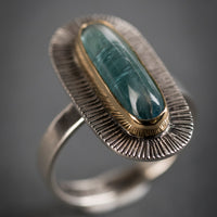 Sorento Long Blue Tourmaline Ring - Size 7