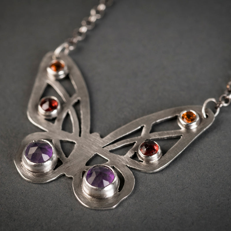 Mariposa Butterfly w/ Gemstones Necklace