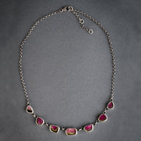 Diana Watermelon Tourmaline Slice Link Necklace