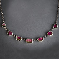 Diana Watermelon Tourmaline Slice Link Necklace
