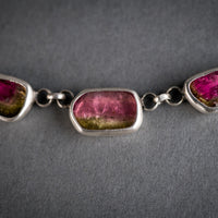 Diana Watermelon Tourmaline Slice Link Necklace