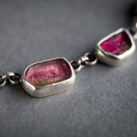 Diana Watermelon Tourmaline Slice Link Necklace