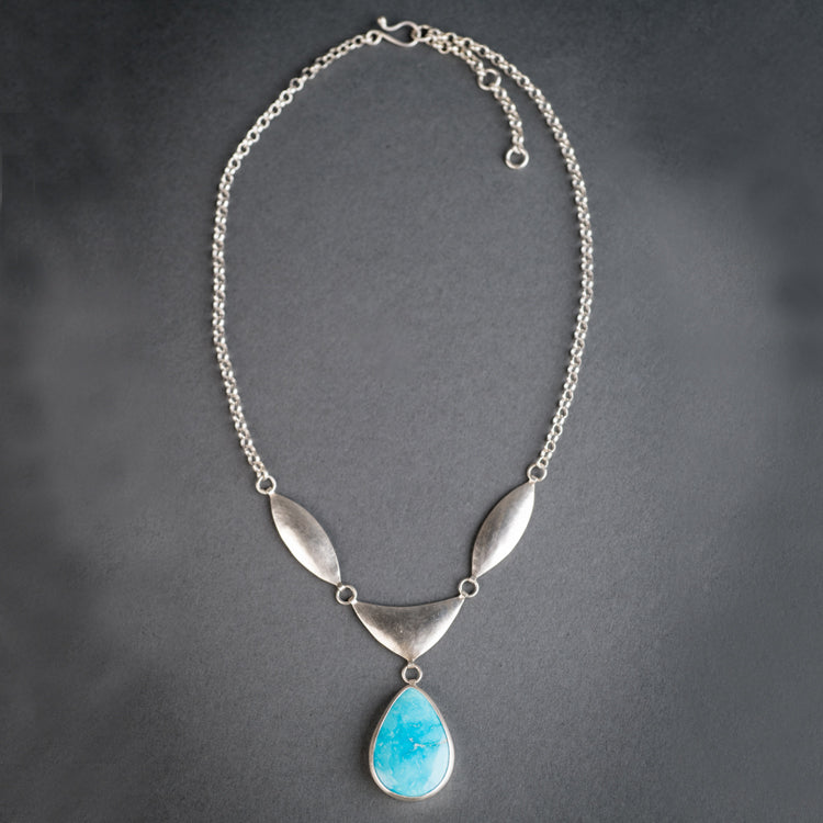 Ianthe Turquoise Shield w/ Dangle in Silver
