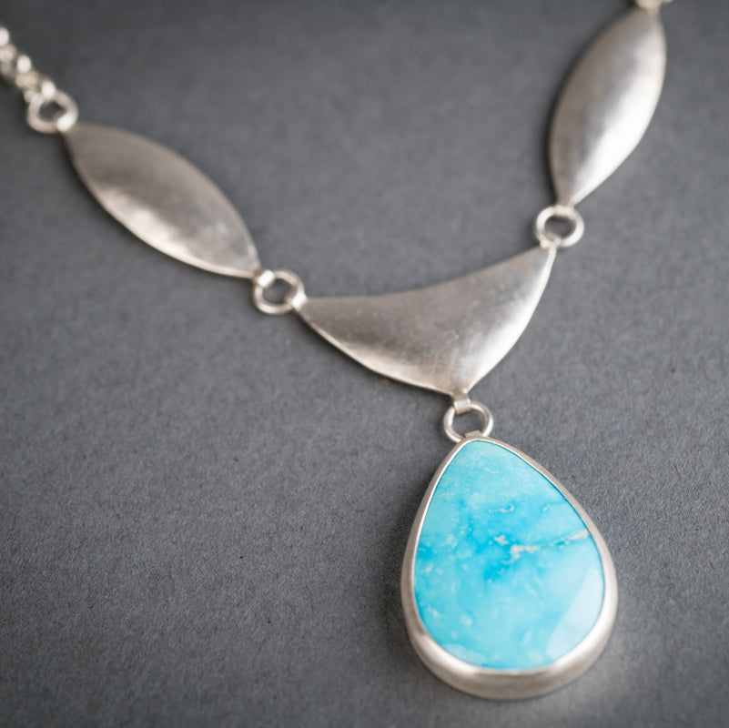 Ianthe Turquoise Shield w/ Dangle in Silver