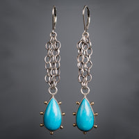 Callisto Tibetan Turquoise Long Dangle Earrings