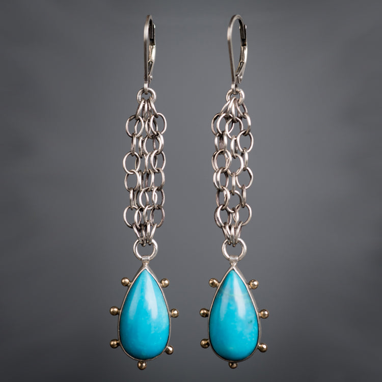 Callisto Tibetan Turquoise Long Dangle Earrings