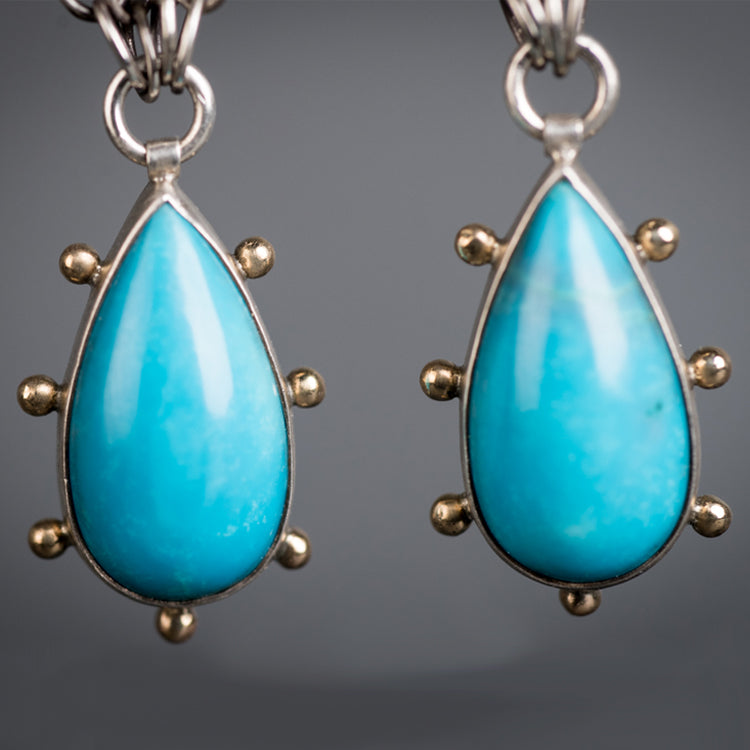 Callisto Tibetan Turquoise Long Dangle Earrings