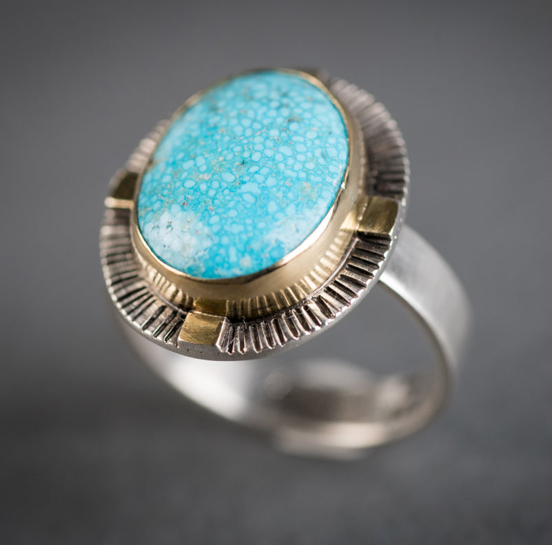 Sendai Kingman Turquoise Ring - size 8