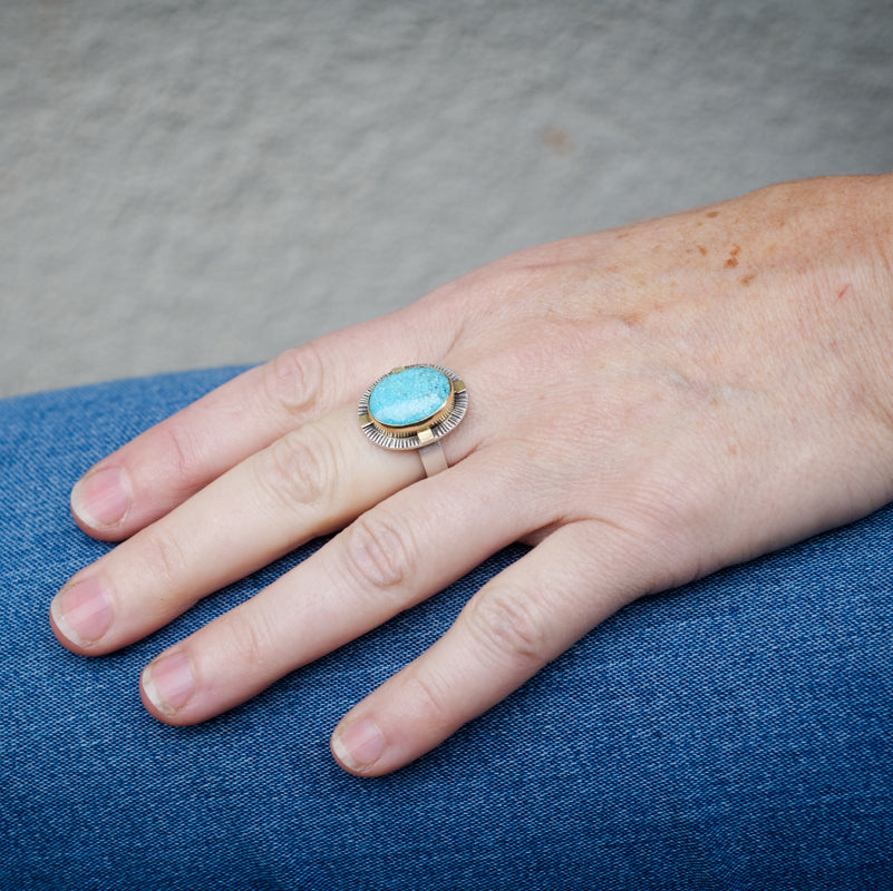 Sendai Kingman Turquoise Ring - size 8