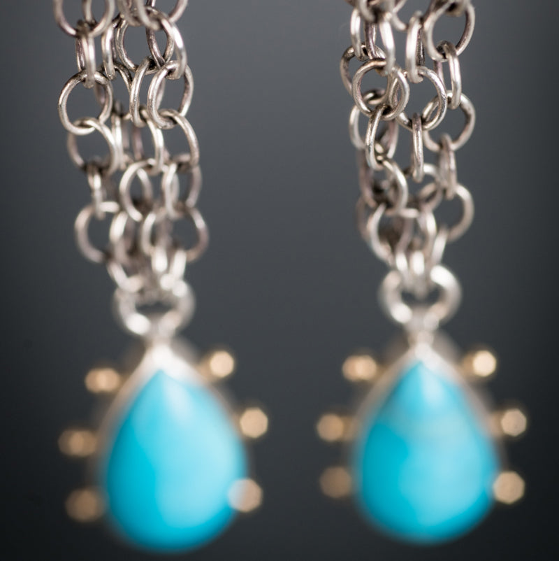 Callisto Tibetan Turquoise Long Dangle Earrings
