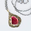 Mustique Rose Pink Tourmaline Scroll Pendant in 22k & 18k Gold, Silver