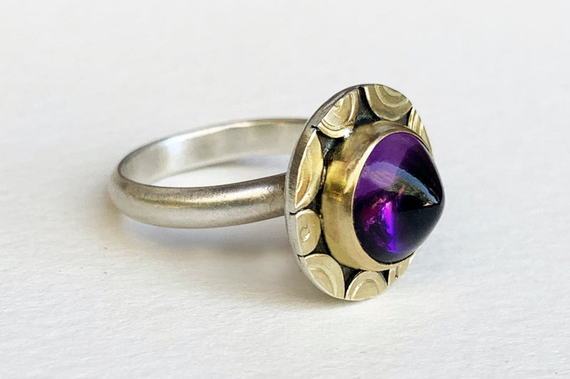 Naxos Amethyst Hollow form Ring, US size 6 1/2