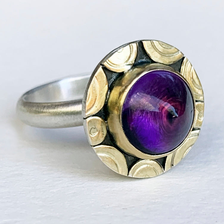 Naxos Amethyst Hollow form Ring, US size 6 1/2