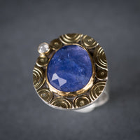 Madeira Tanzanite & Diamond Ring - size 8