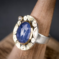 Madeira Tanzanite & Diamond Ring - size 8