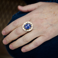 Madeira Tanzanite & Diamond Ring - size 8