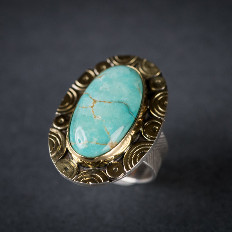 Mykonos High Grade Turquoise Ring - Size 7