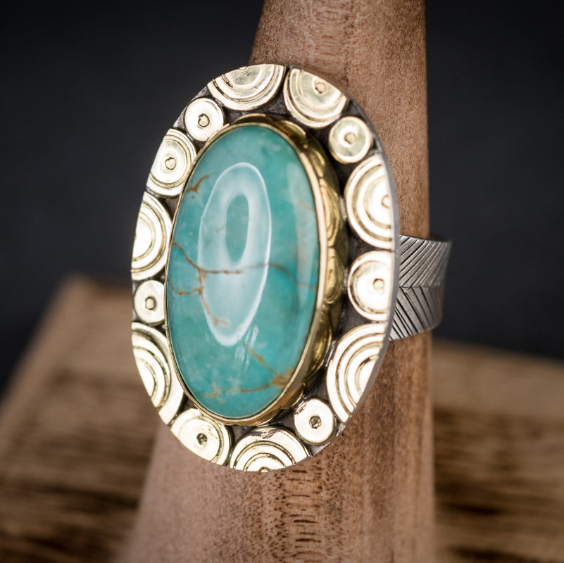 Mykonos High Grade Turquoise Ring - Size 7