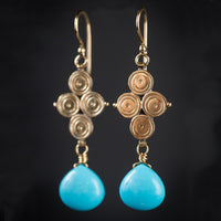 Santorini Tibetan Turquoise Dangle Earrings