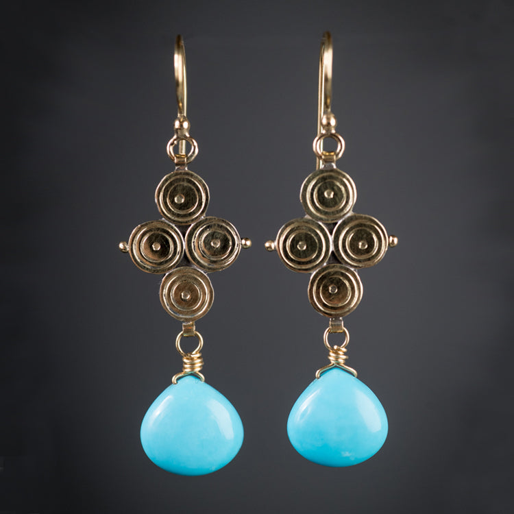Santorini Tibetan Turquoise Dangle Earrings
