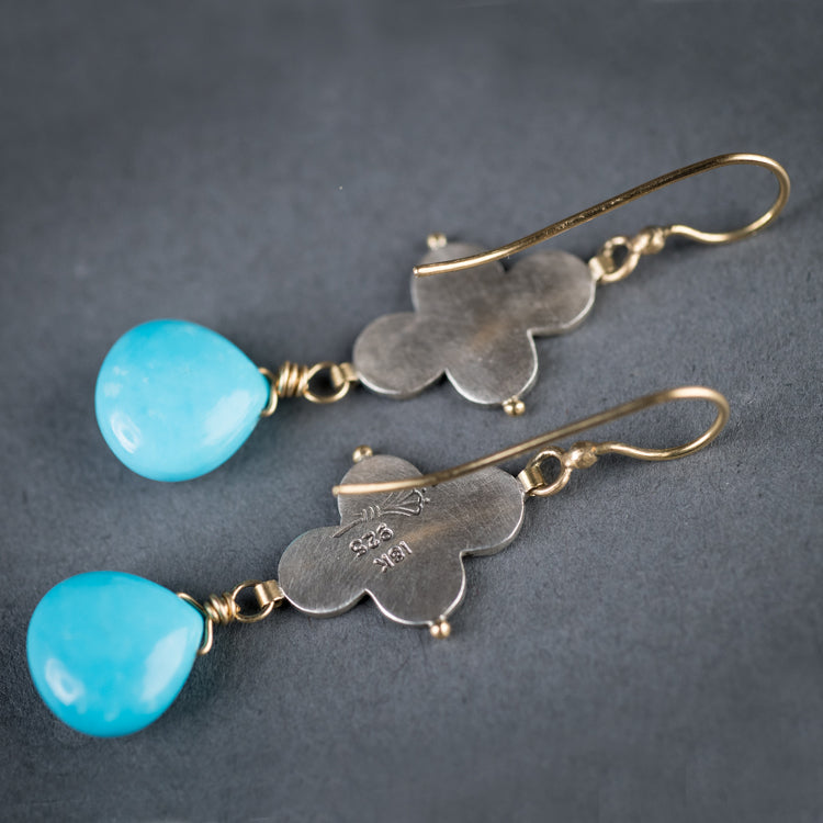 Santorini Tibetan Turquoise Dangle Earrings