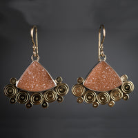 Ibiza Peach Drusy Dangle Earrings