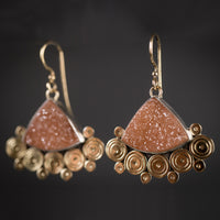 Ibiza Peach Drusy Dangle Earrings