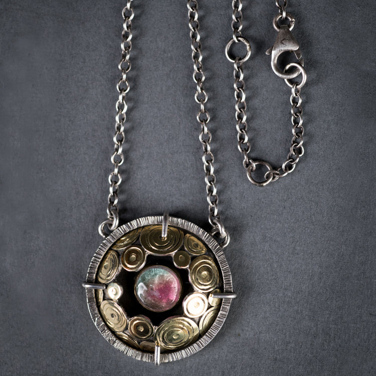 Hebrides Bi-colored Tourmaline Pendant Necklace