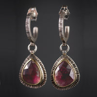 Tangier Pink Tourmaline Teardrops Hoops