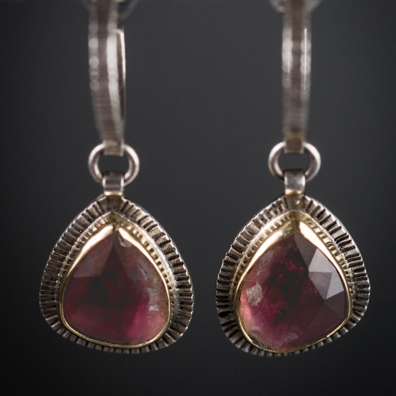 Tangier Pink Tourmaline Teardrops Hoops