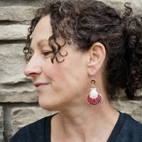Luna Watermelon Tourmaline & Shell Earrings