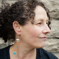 Calliope Turquoise & Carnelian Shoulder Duster Earrings